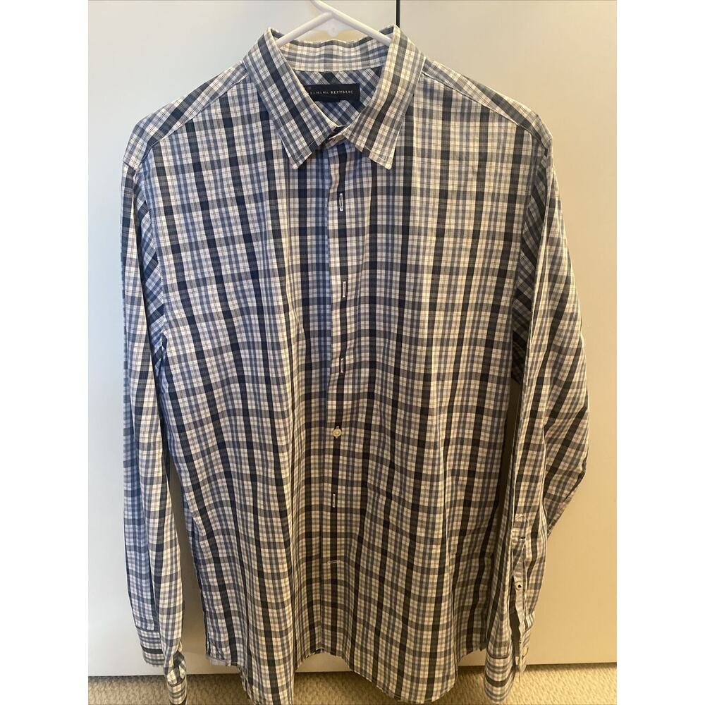 Banana Republic Men’s M 15-15.5 Blue Plaid Shirt